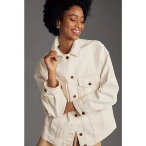 Anthropologie Pilcro Weston Denim Boyfriend Jacket Shacket Ivory Size XL